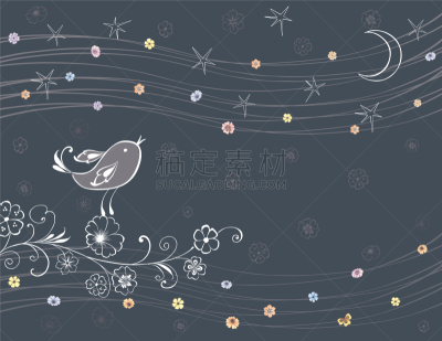 夜莺,夜晚,轮廓,浪漫,图像,鸟类,矢量,情感,想法,弯曲