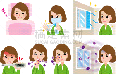 女人,绘画插图,健康保健,清新,风,窗户,日冕形病毒,危险,日本,人