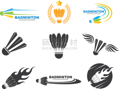 shuttlecock icon logo design