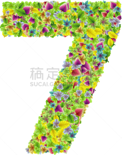 清新,叶子,字体,多色的,植物园,请柬,数字7,字母,多样,问候