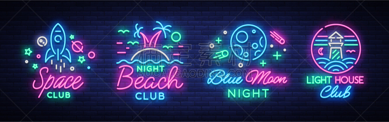 夜总会,品牌名称,舞台,霓虹灯,夜晚,文字,粉色,技术,收集,装饰