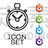 black line stopwatch icon isolated on white