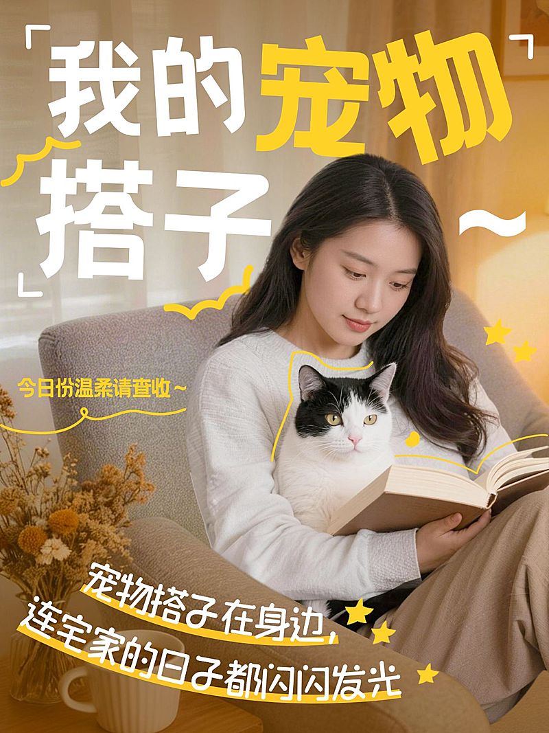 萌宠生活宠物搭子介绍日常生活分享人像小红书封面
