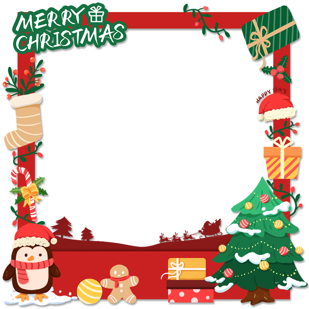 圣诞节平安夜卡通感可爱圣诞边框元素素材_模板素材-稿定设计