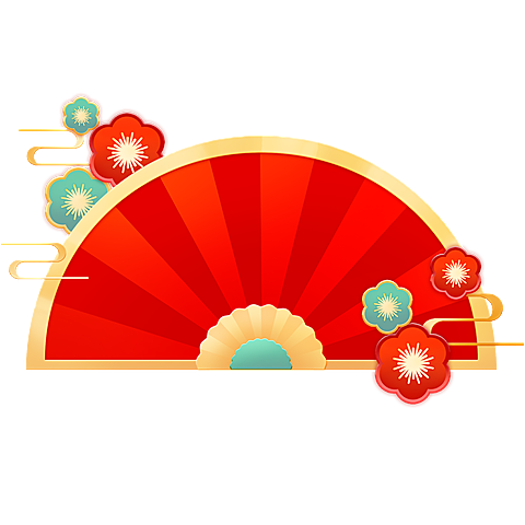 中国风系列中式感折扇+祥云元素