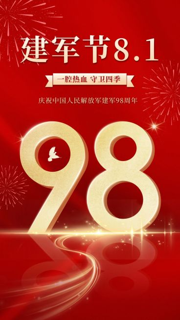 建军节节日祝福排版手机海报预览效果