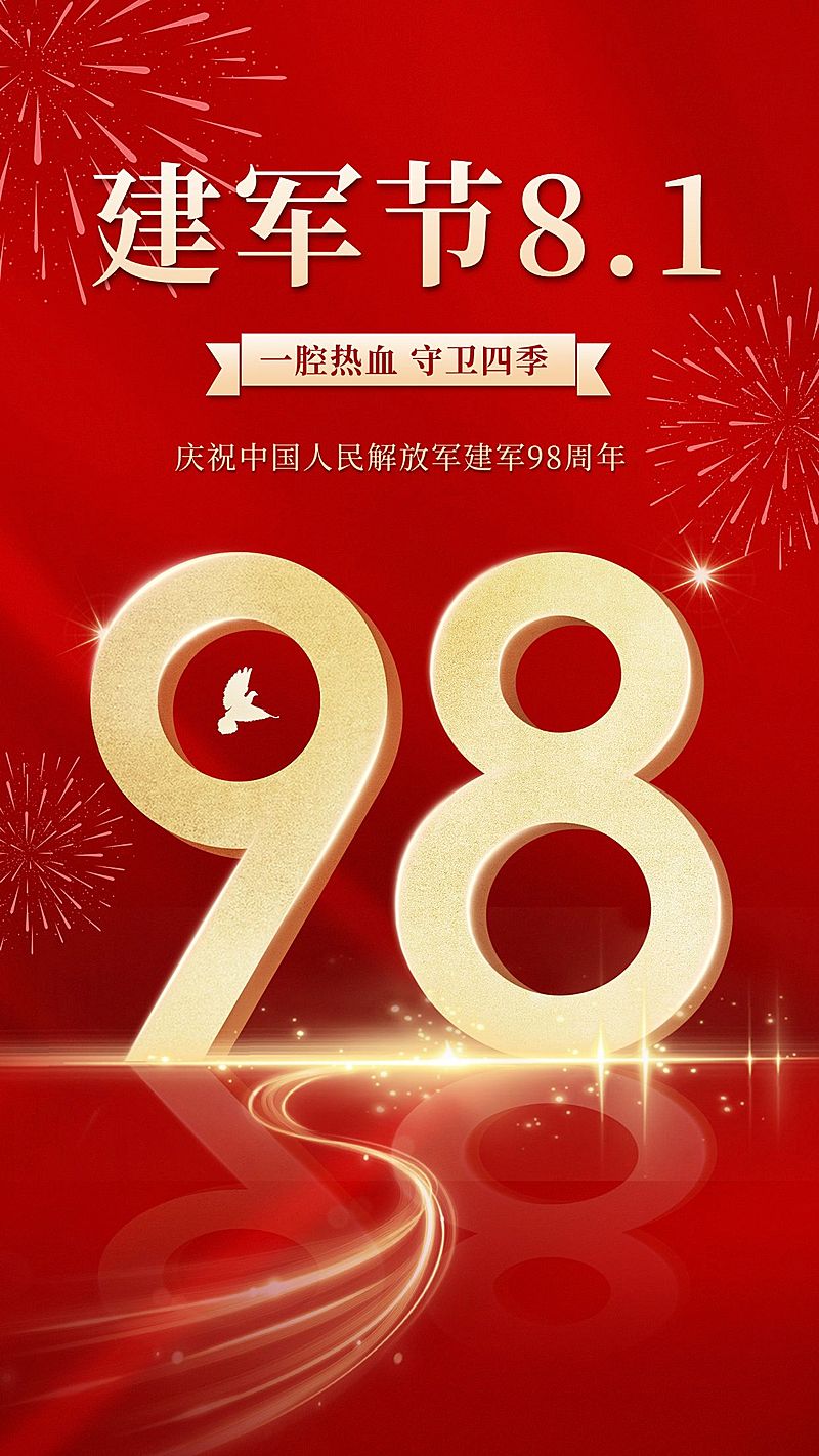 建军节节日祝福排版手机海报