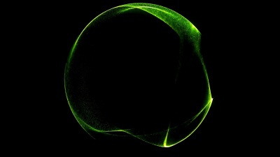 摘要背景发光粒子和线框的3D数字波。发光粒子的爆炸。未来技术风格背景。