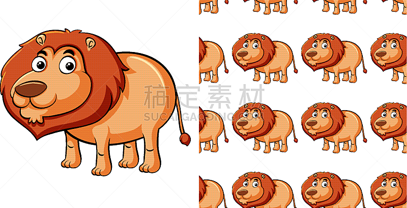 seamless background design with cute lion