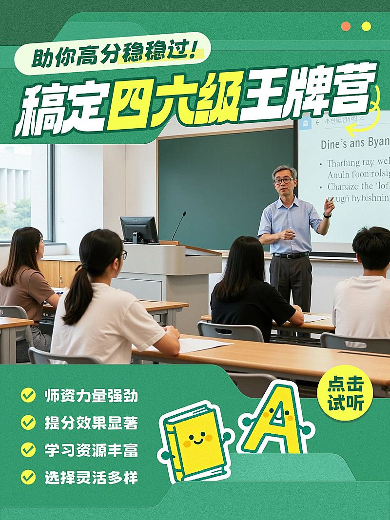 教育培训高等教育四六级课程介绍拼图小红书封面