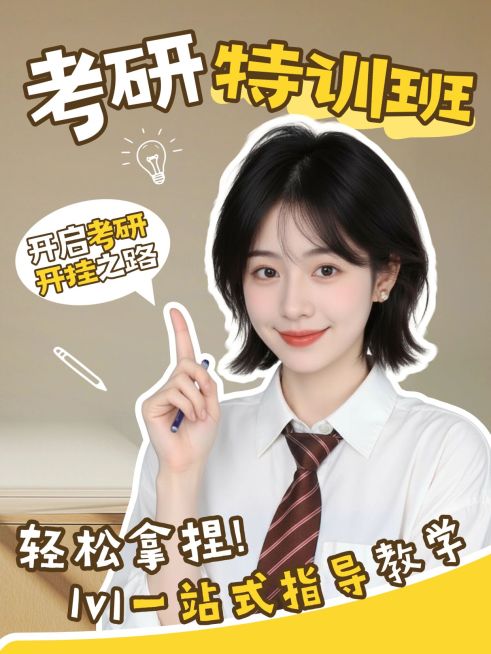 教育培训学历教育考研特训班课程介绍人像小红书封面预览效果
