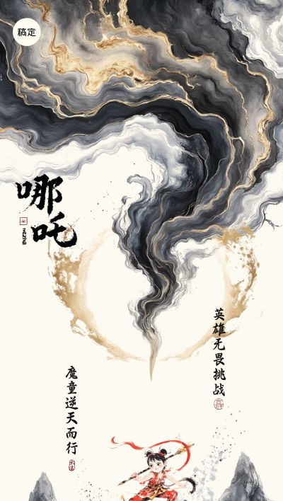 哪吒热点话题全屏竖版海报