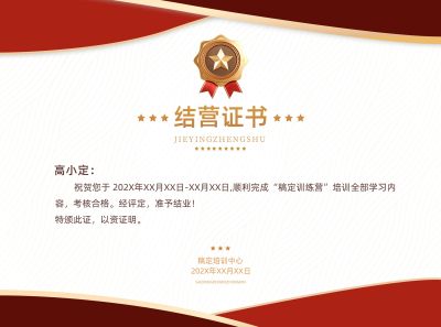 教育培训结营荣誉证书奖状印刷横版海报