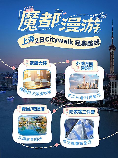 旅游出行上海魔都漫游旅游攻略小红书封面