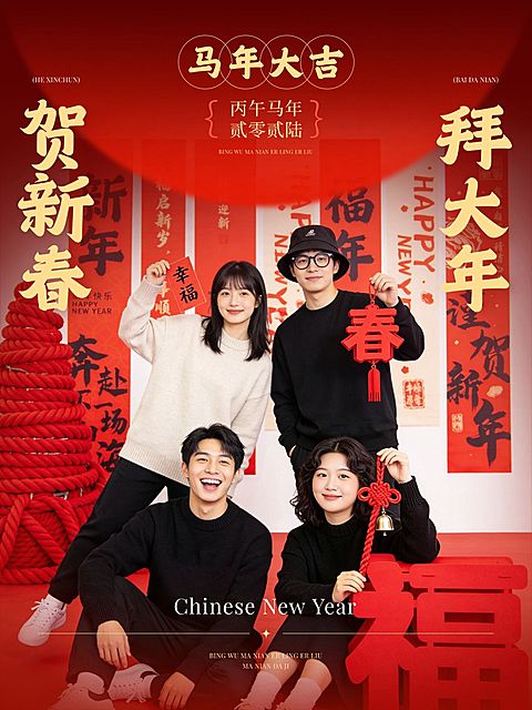 春节晒图晒照通用喜庆感小红书封面