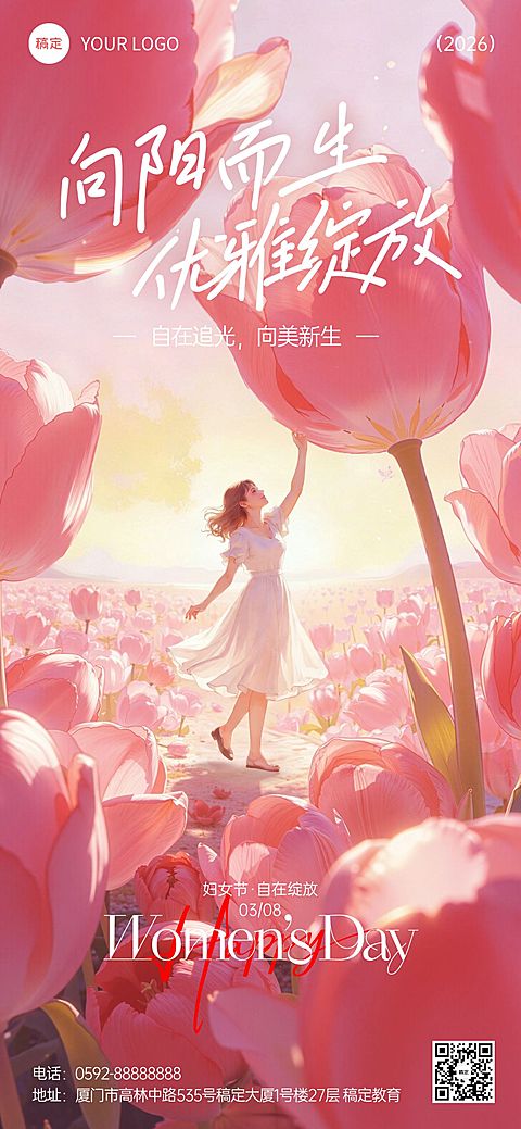 三八妇女节女神女王节节日祝福通用唯美感全屏竖版海报