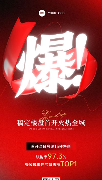 红色喜报大字简约全屏海报AIGC
