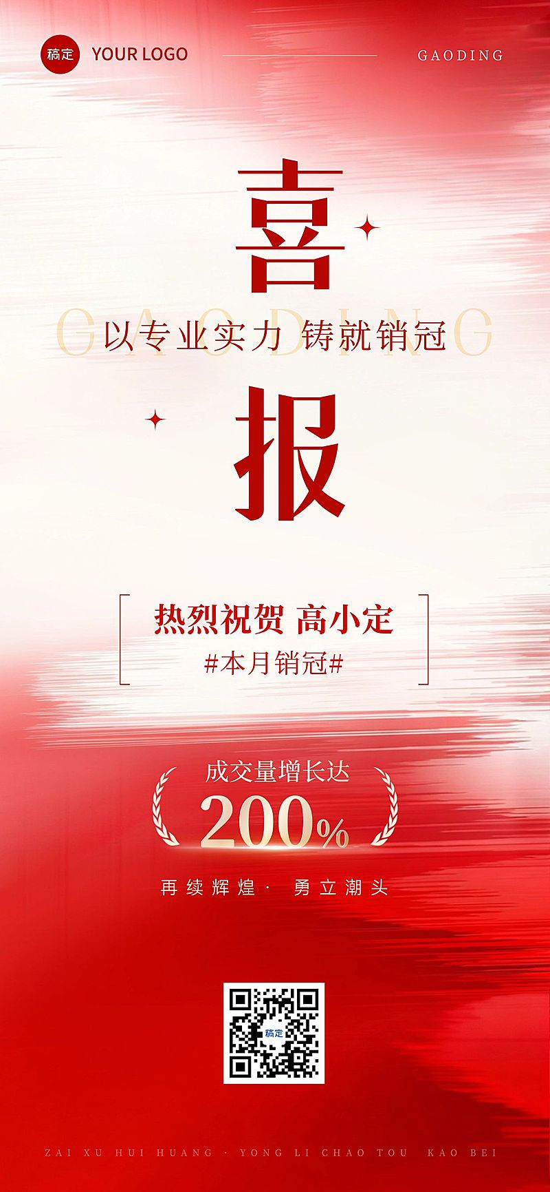金融业绩喜报简约高级感手机海报AIGC
