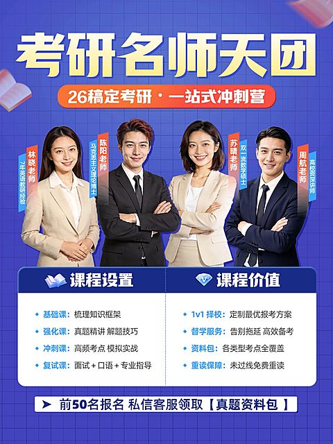 教育培训学历教育考研名师天团介绍课程介绍人像小红书封面