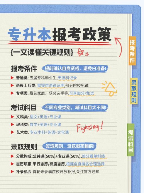 教育培训专升本报考政策科普干货分享小红书配图预览效果