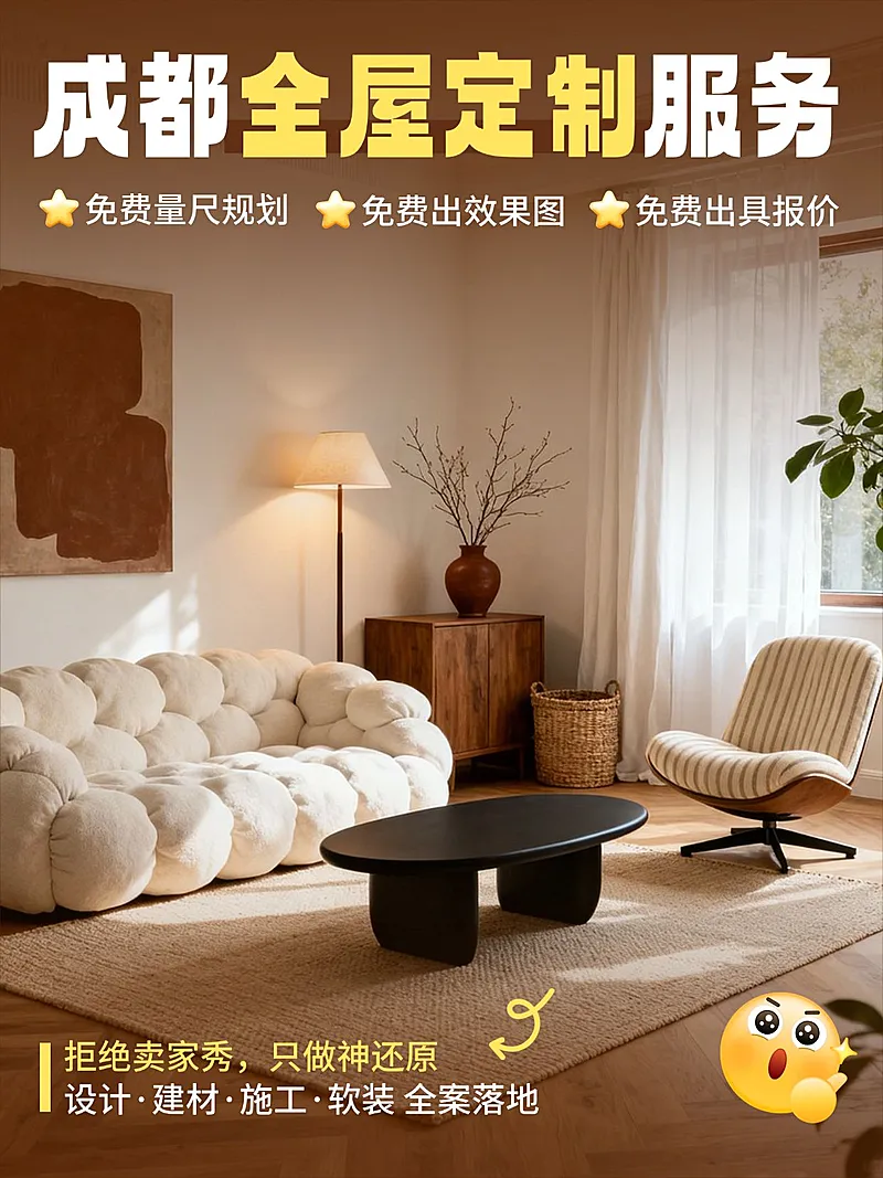 家居家装全屋定制服务介绍小红书封面_图片模板素材-稿定设计