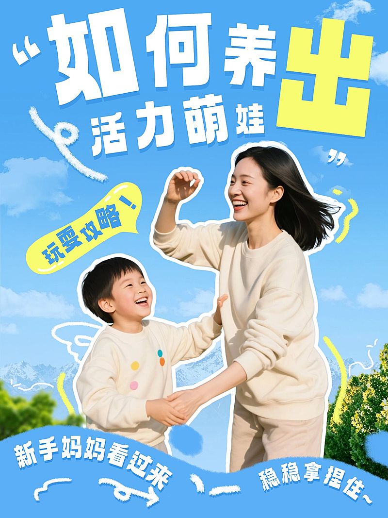 母婴亲子育儿攻略分享小红书封面