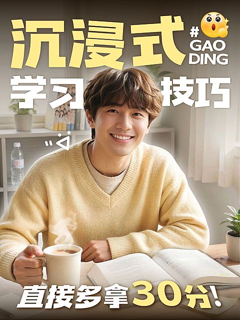 教育培训沉浸式学习技巧分享人像小红书封面