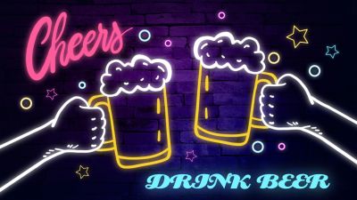 休闲娱乐酒吧喝酒碰杯横版banner
