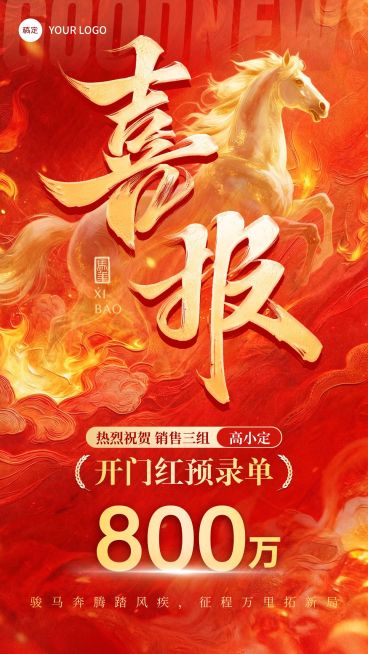 开门红金融保险业绩喜报手机海报预览效果