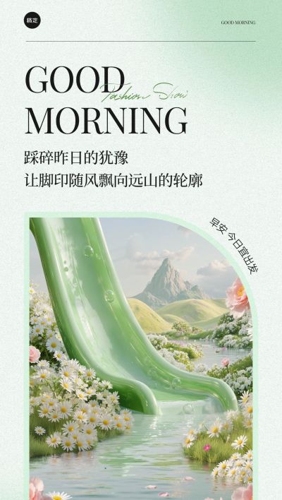 鲜花正能量早安励志日签海报