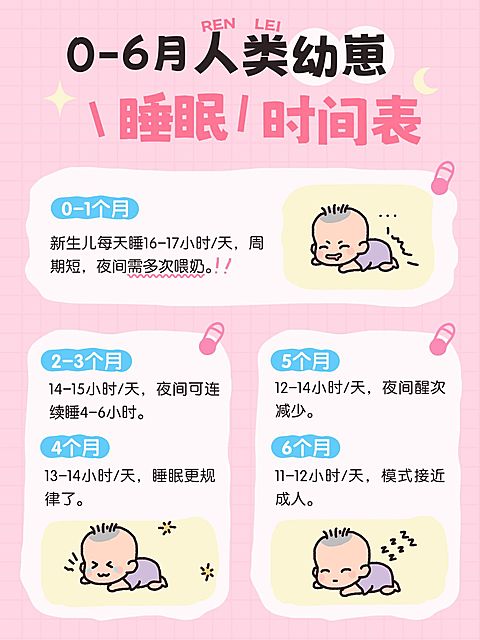 新生儿睡眠时间表卡通可爱小红书配图