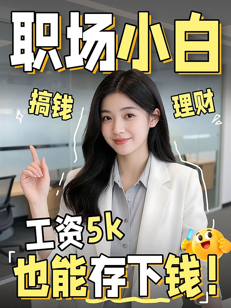 职场小白省钱小技巧分享人像小红书封面