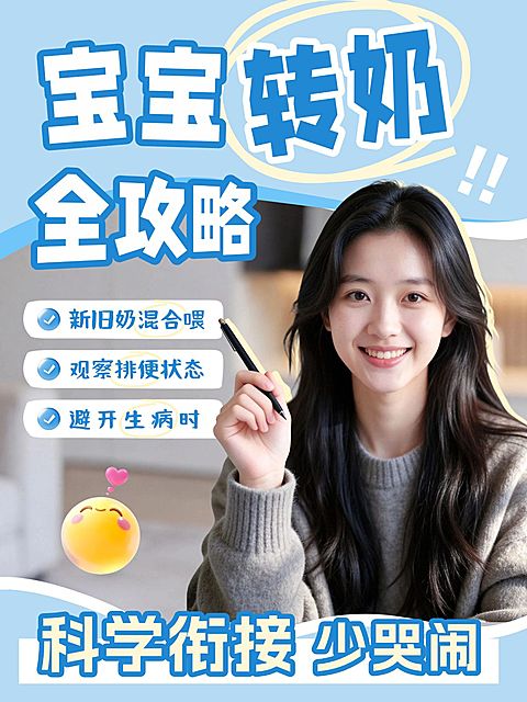 母婴亲子宝宝转奶指南分享人像小红书封面