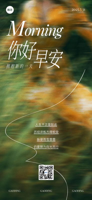 早安问候日签正能量语录全屏竖版海报AIGC预览效果