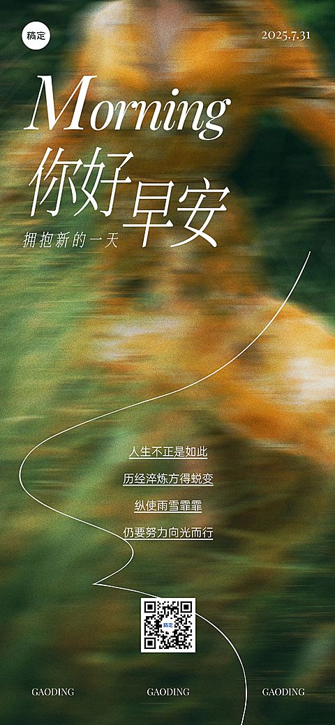 早安问候日签正能量语录全屏竖版海报AIGC