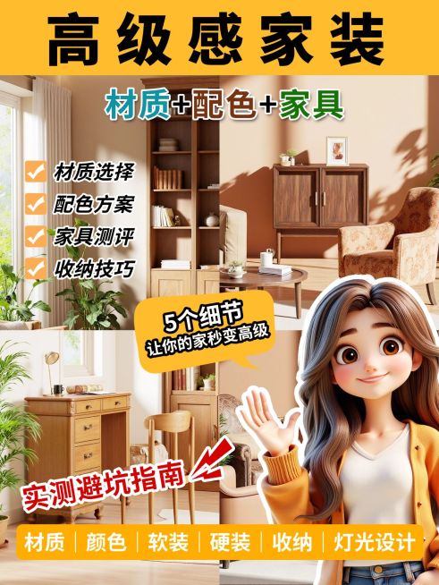 家居家装测评拼图花字AI人像小红书封面aigc预览效果