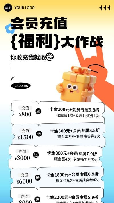 商场零售会员充值权益卡项营销全屏海报aigc
