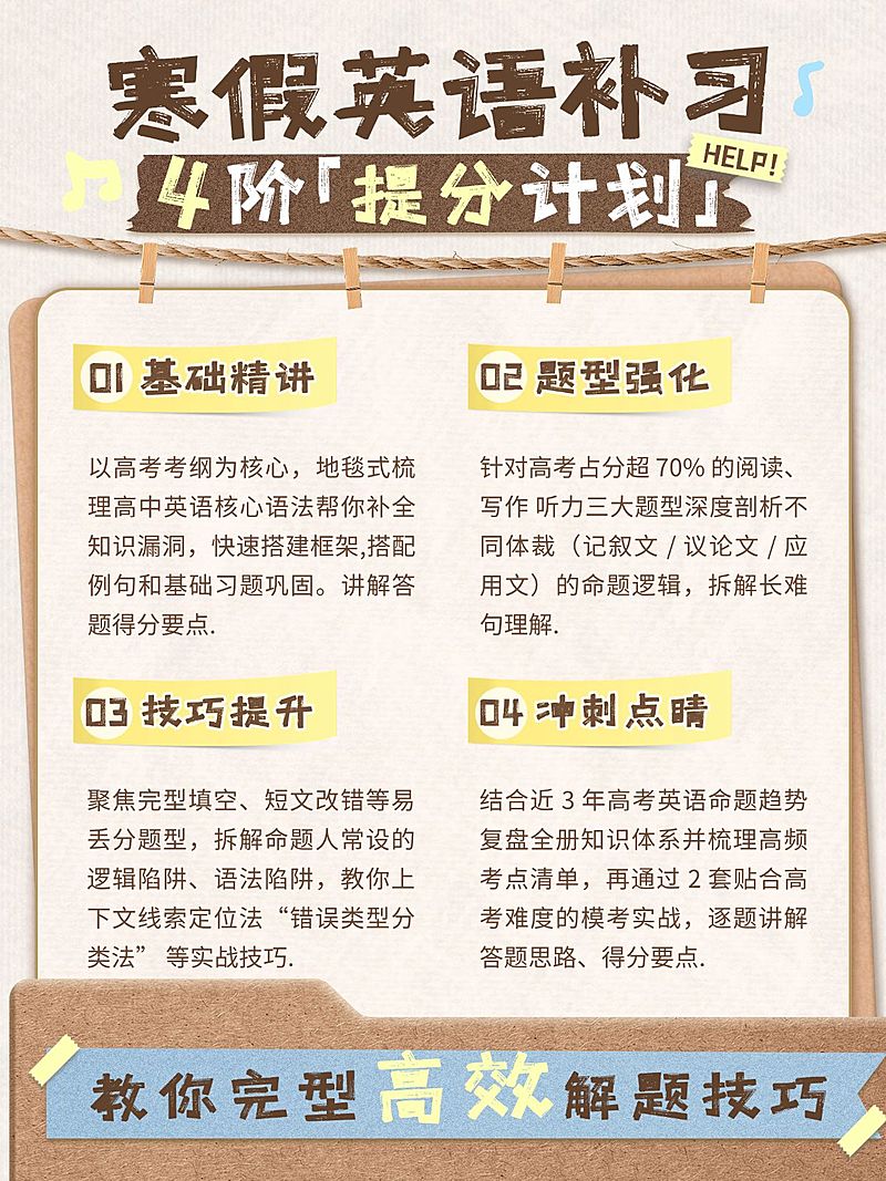 教育培训K12教育寒假英语补习提分计划小红书配图