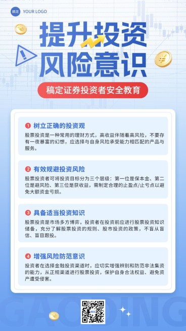 金融证券投资者风险教育知识科普简约手机海报AIGC预览效果