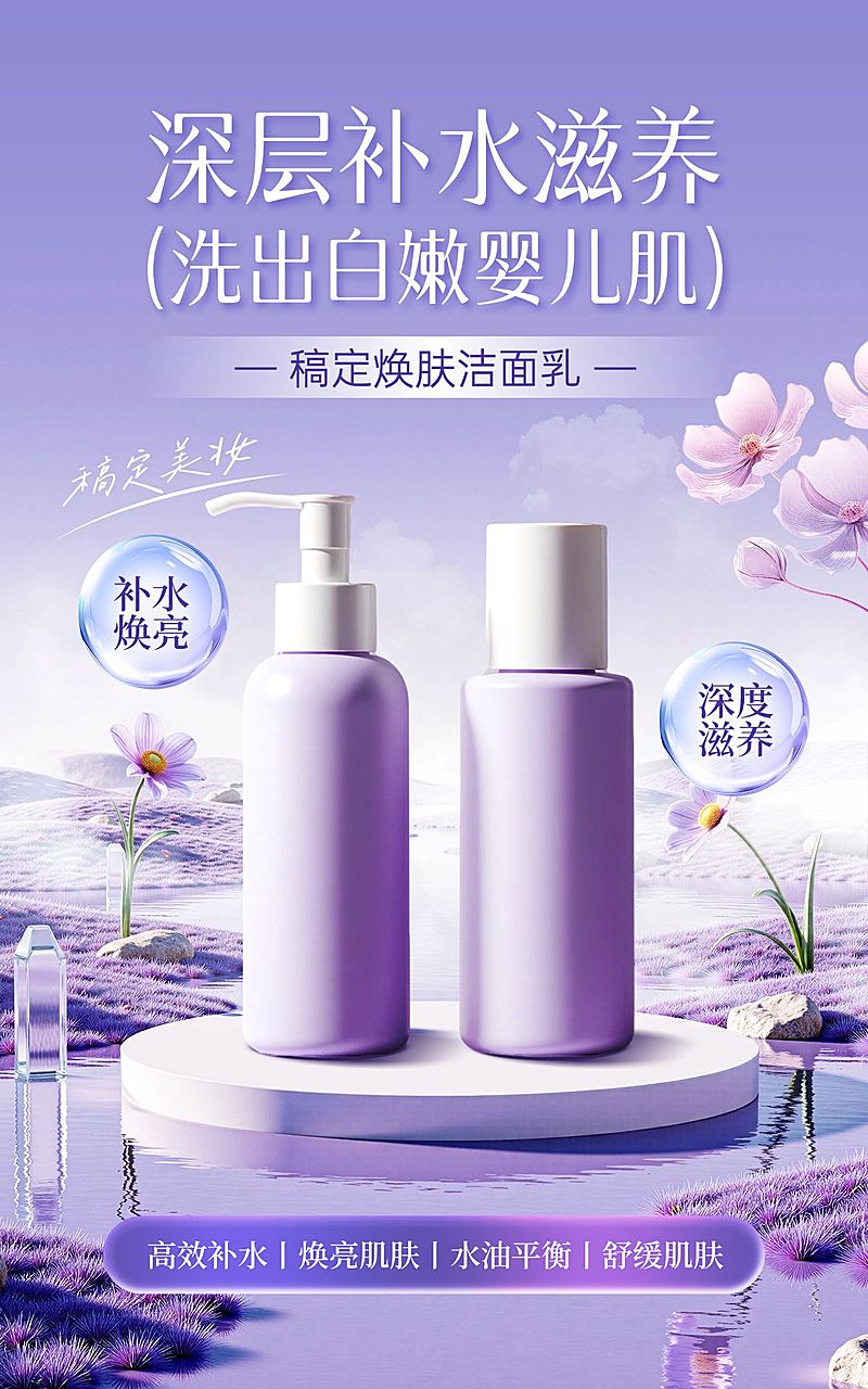 美容美妆产品营销展示电商竖版海报AIGC