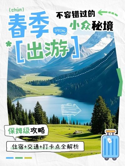 旅游攻略小红书封面海报