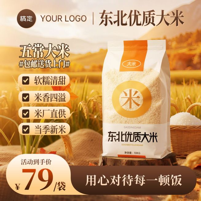 秋季上新麦田大米农产品三农商品主图AIGC预览效果