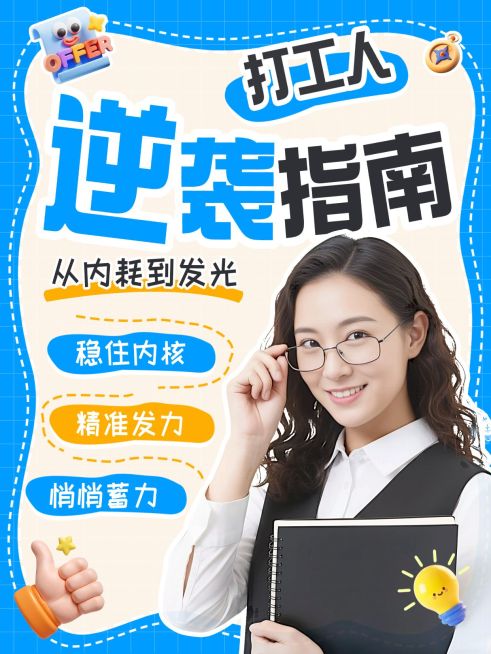 打工人逆袭指南职场提升攻略人像小红书封面预览效果