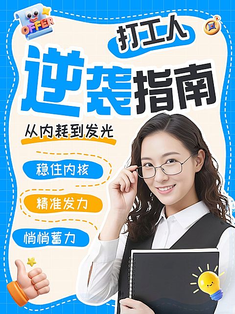打工人逆袭指南职场提升攻略人像小红书封面