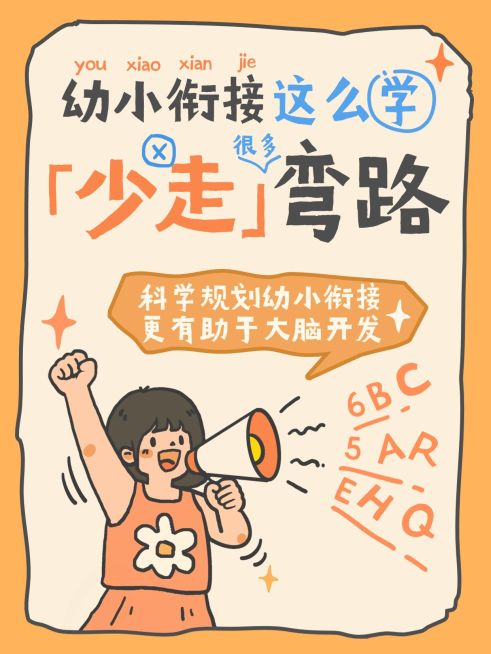 幼小衔接攻略科普可爱插画风小红书封面预览效果