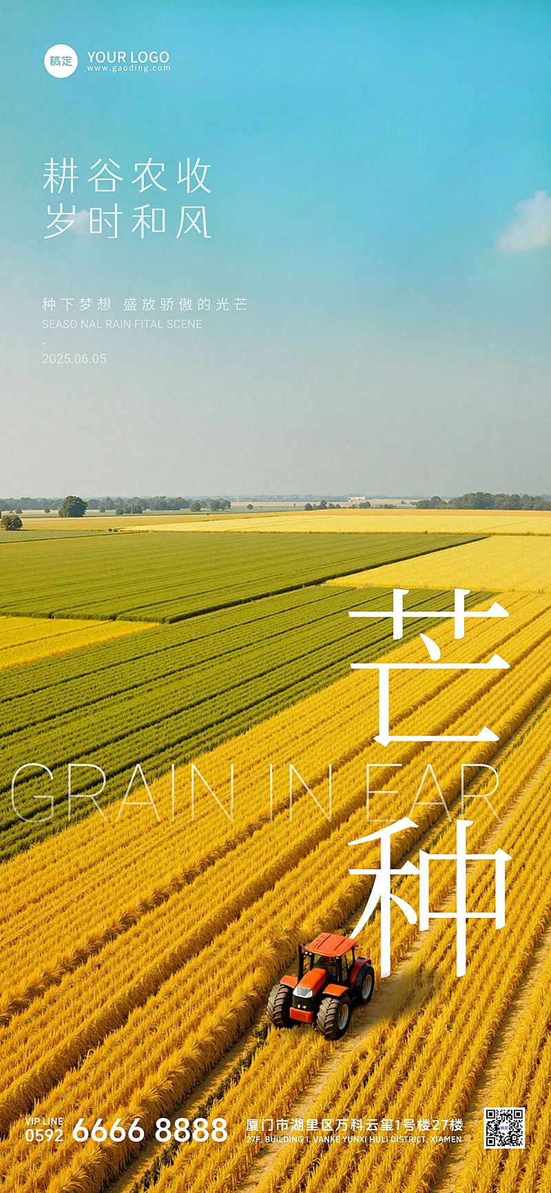 芒种实景感麦田祝福海报AIGC
