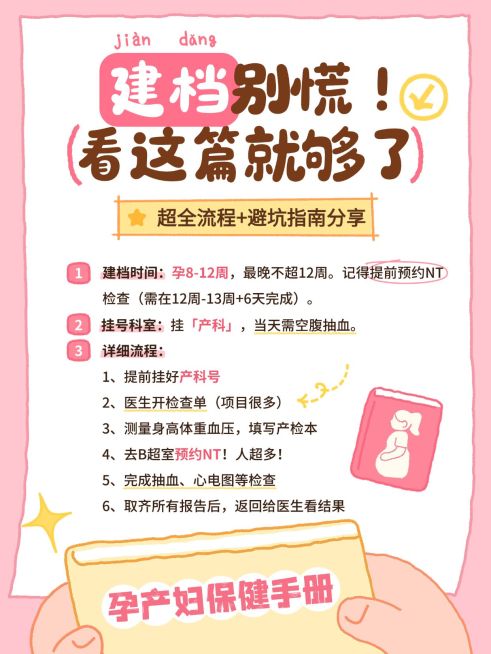 孕产母婴孕期干货建档攻略插画小红书配图预览效果