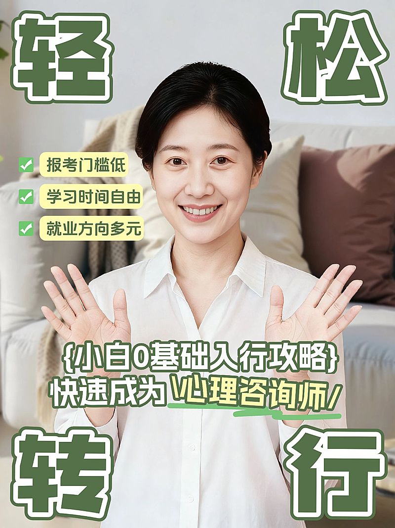 教育培训职业技能心理咨询师招生课介绍人像小红书封面