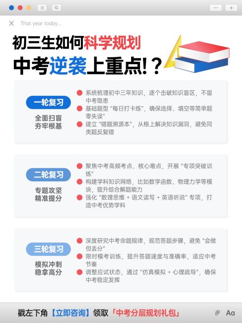 教育培训K12教育初中学习规划小红书配图预览效果