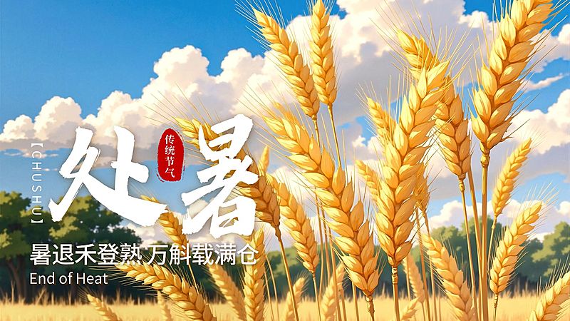 处暑节气祝福清新感公众号首图AIGC